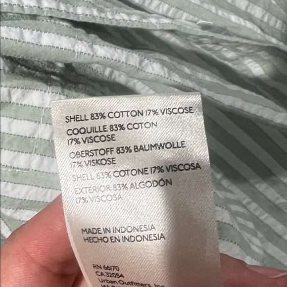 Anthropologie Green Striped Seersucker Buttondown Tunic 🌿 Size Medium NWOT - Picture 11 of 12